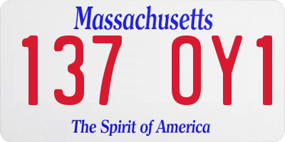 MA license plate 137OY1