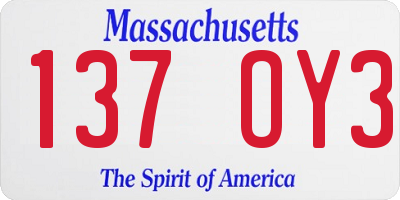 MA license plate 137OY3