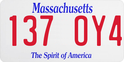 MA license plate 137OY4