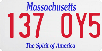 MA license plate 137OY5