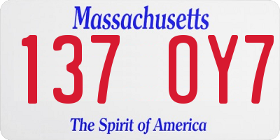 MA license plate 137OY7