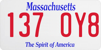 MA license plate 137OY8