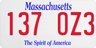 MA license plate 137OZ3