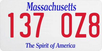 MA license plate 137OZ8