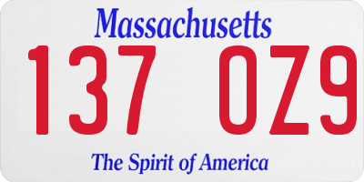 MA license plate 137OZ9