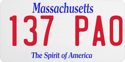 MA license plate 137PA0