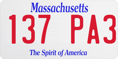 MA license plate 137PA3