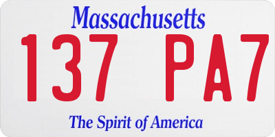 MA license plate 137PA7