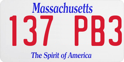 MA license plate 137PB3