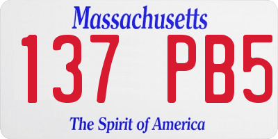 MA license plate 137PB5