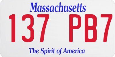 MA license plate 137PB7