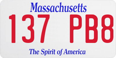 MA license plate 137PB8