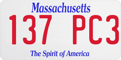 MA license plate 137PC3