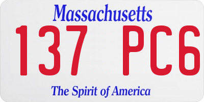 MA license plate 137PC6