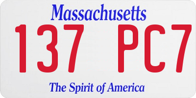 MA license plate 137PC7