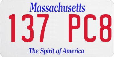 MA license plate 137PC8