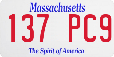 MA license plate 137PC9