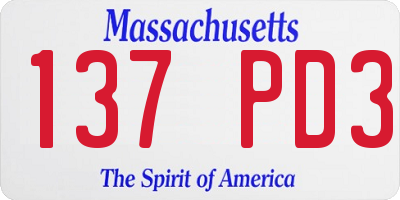 MA license plate 137PD3