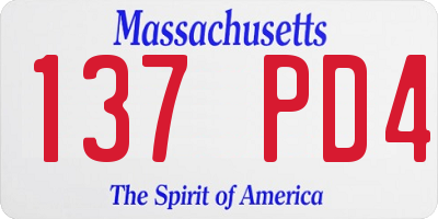 MA license plate 137PD4