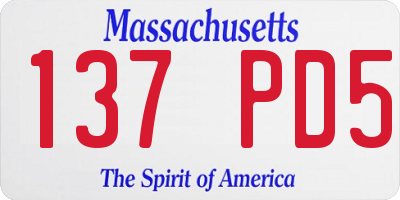 MA license plate 137PD5