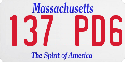 MA license plate 137PD6