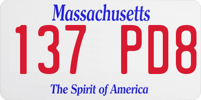 MA license plate 137PD8