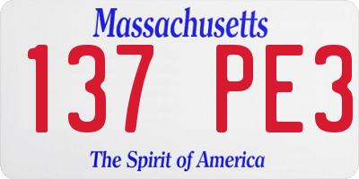 MA license plate 137PE3