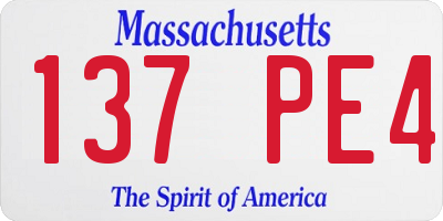 MA license plate 137PE4