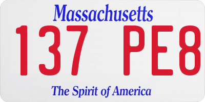 MA license plate 137PE8