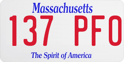 MA license plate 137PF0