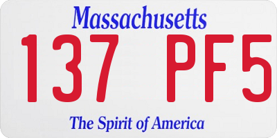 MA license plate 137PF5
