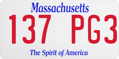 MA license plate 137PG3
