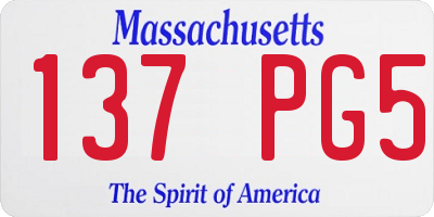 MA license plate 137PG5