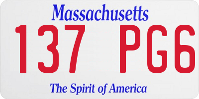 MA license plate 137PG6