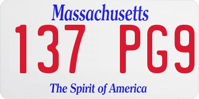MA license plate 137PG9