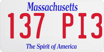 MA license plate 137PI3