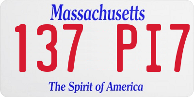 MA license plate 137PI7