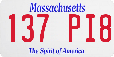 MA license plate 137PI8