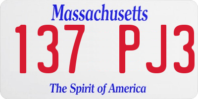 MA license plate 137PJ3