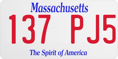 MA license plate 137PJ5