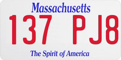 MA license plate 137PJ8