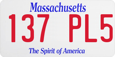MA license plate 137PL5