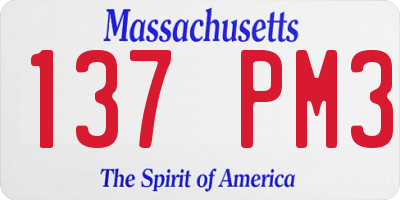 MA license plate 137PM3
