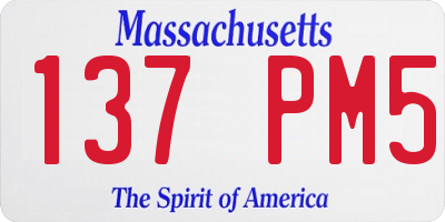 MA license plate 137PM5