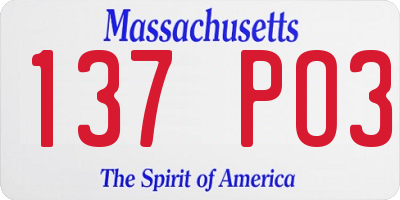 MA license plate 137PO3