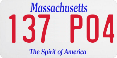 MA license plate 137PO4