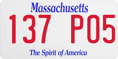 MA license plate 137PO5
