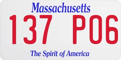 MA license plate 137PO6