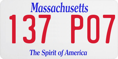 MA license plate 137PO7