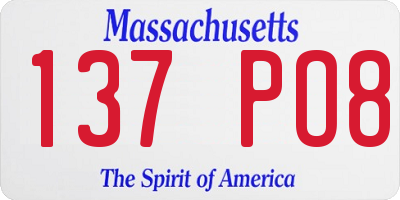 MA license plate 137PO8